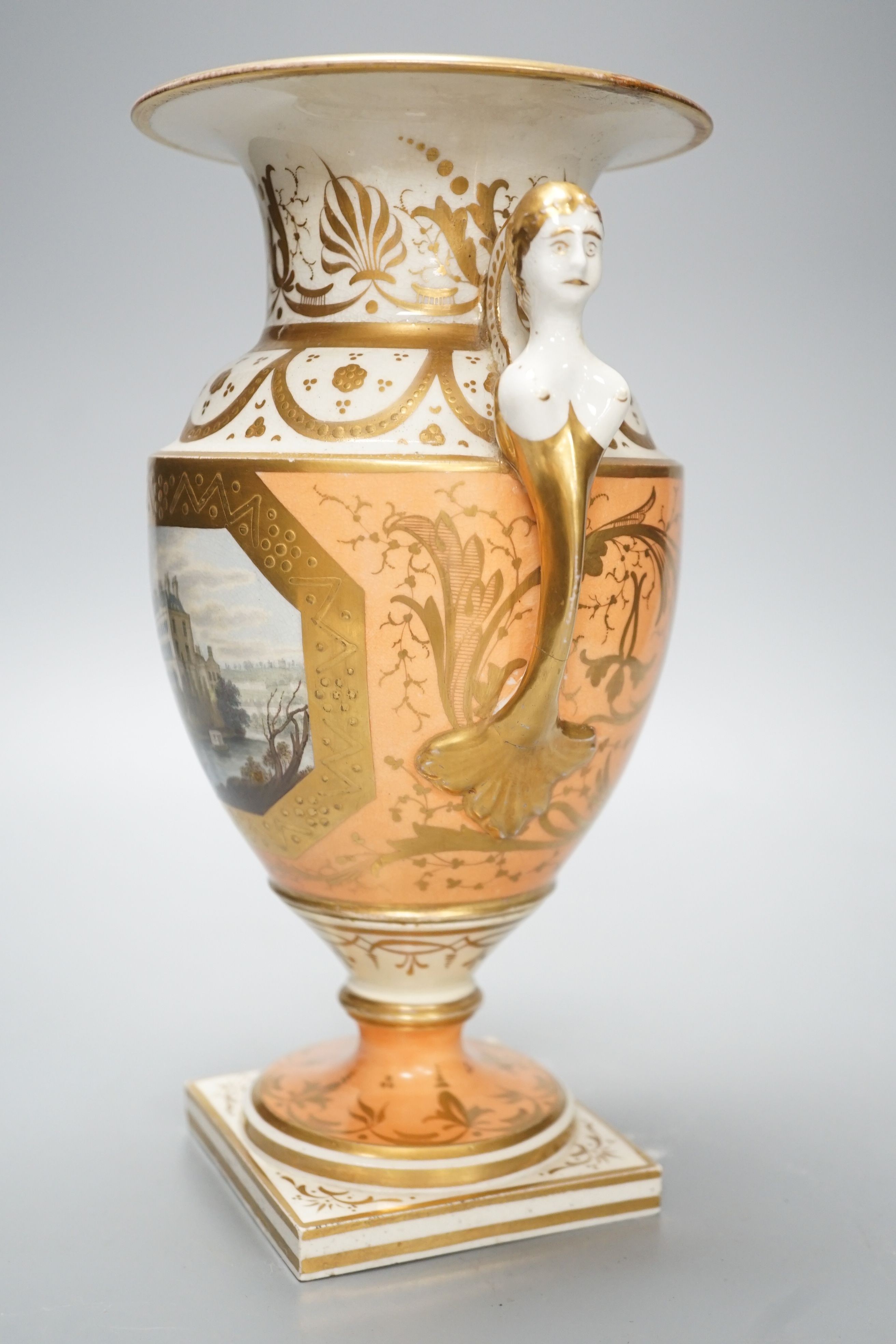 A Worcester Grainger two handled vase painted with a view of South Parade Bath, c.1820, height 24cm